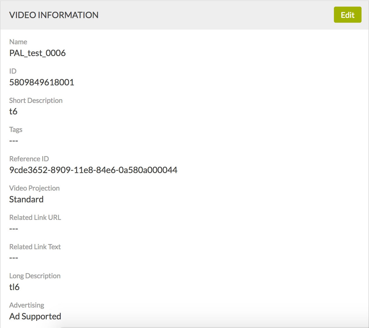 Example of iconik metadata which has been sent to Brightcove